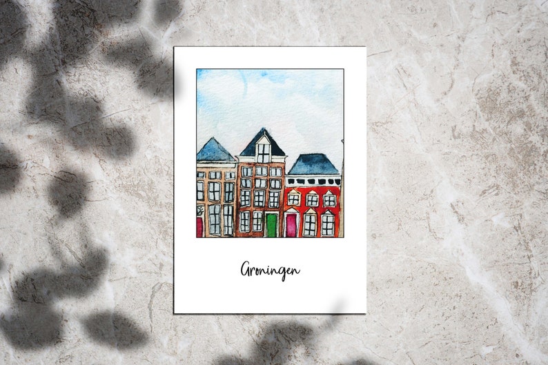 Sustainable Postcard Groningen, City in the Netherlands, Polaroid Postcard image 1