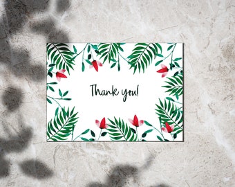 Sustainable watercolor illustrated "Thank you' postcard