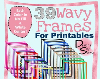 39 Wavy Frames Clip Art - Digital Frames Clip Art - Commercial Use