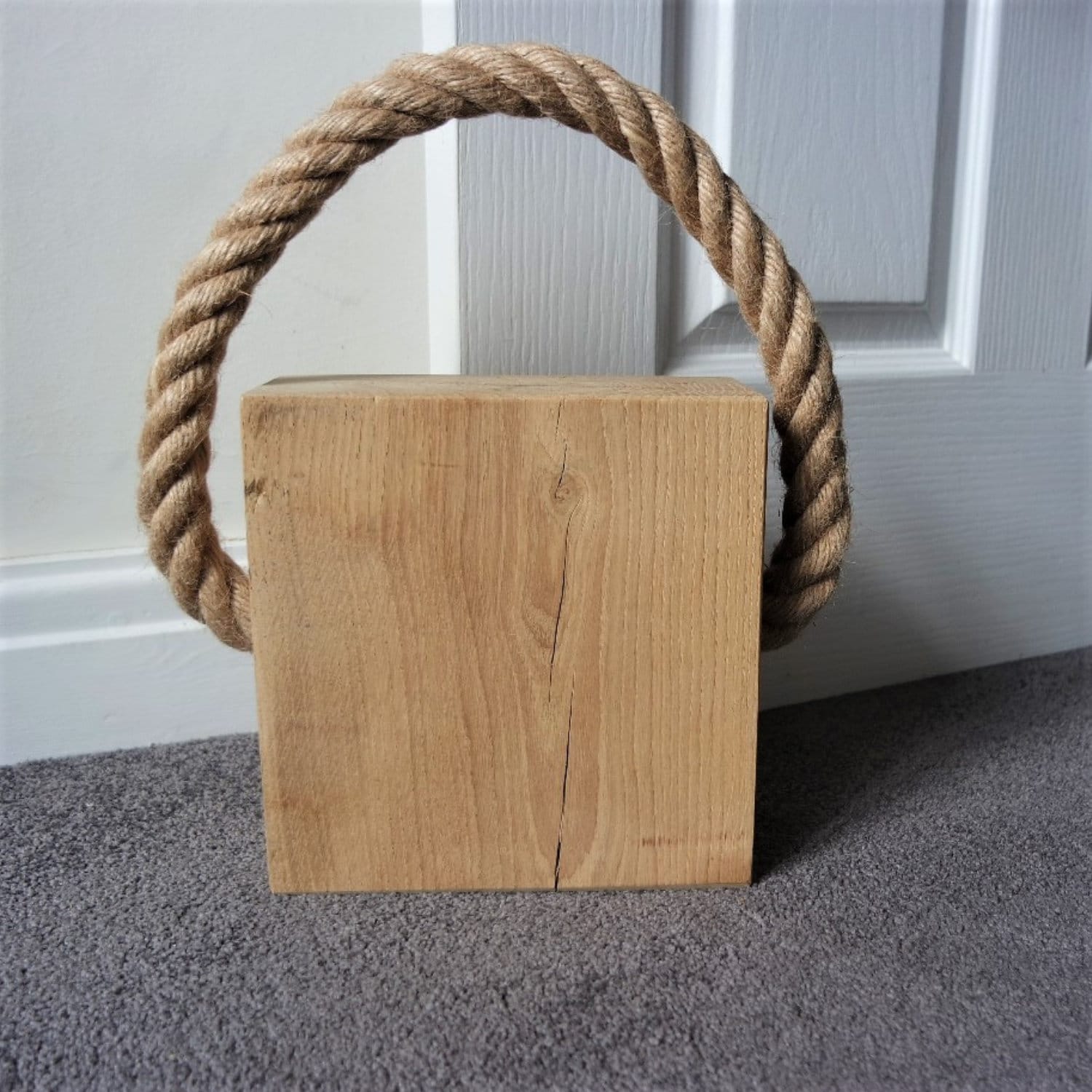Solid Oak & Rope Door Stop Midi Etsy