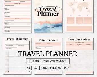 Paquete de herramientas para planificar viajes, itinerario y presupuesto de vacaciones (descarga digital)