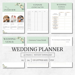 46 Pages Minimalist Wedding Planner Printable,Template Wedding Planner,Wedding Itinerary,Wedding Planning Book,Wedding Planning Checklist