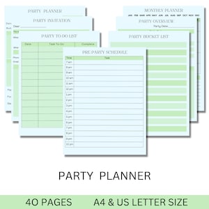 Printable Event Planner, Party Planner, Event Planning, Party Checklist, Guest List, Birthday Party Planner, Party Budget Planner