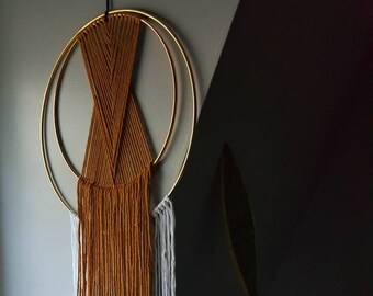 Gold and White Macrame Wall Hanging/Wall Hanging