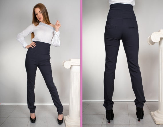 Classic High Waist Stretch Pants for Women Slim Harem Pants