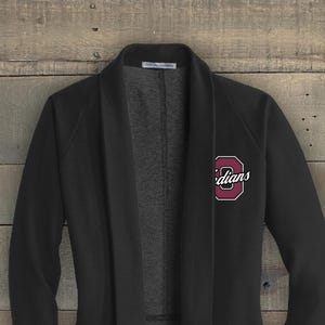 Osage Indians Black Interlock Cardigan with Pockets