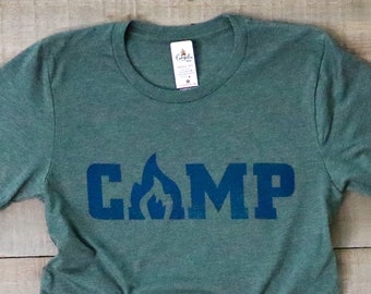 Heather Green Campfire T-Shirt, Unisex Camping Tee