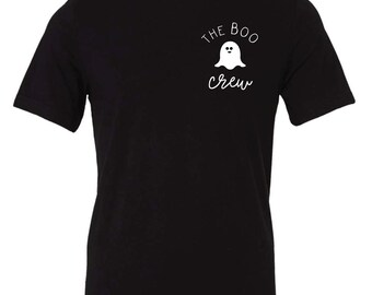 KIDS Boo Crew Halloween ghost black shirt, fun trick or treating t-shirt, unisex black ghoul shirt