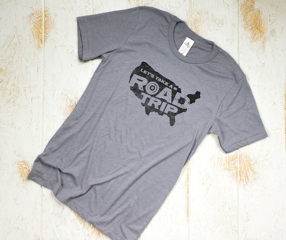 let's take a road trip shirt, travel tshirt, unisex adventure graphic tee, gray tee, roadtrip shirt with saying, rv life, united states map
