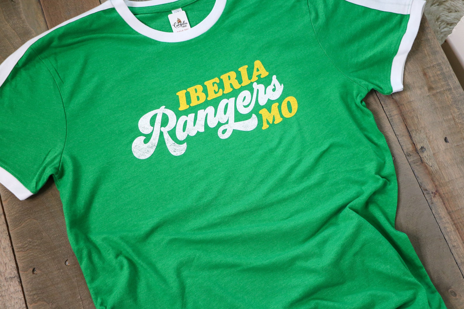 Vintage Retro Iberia Rangers Graphic Ringer Style Tee Kelly Etsy