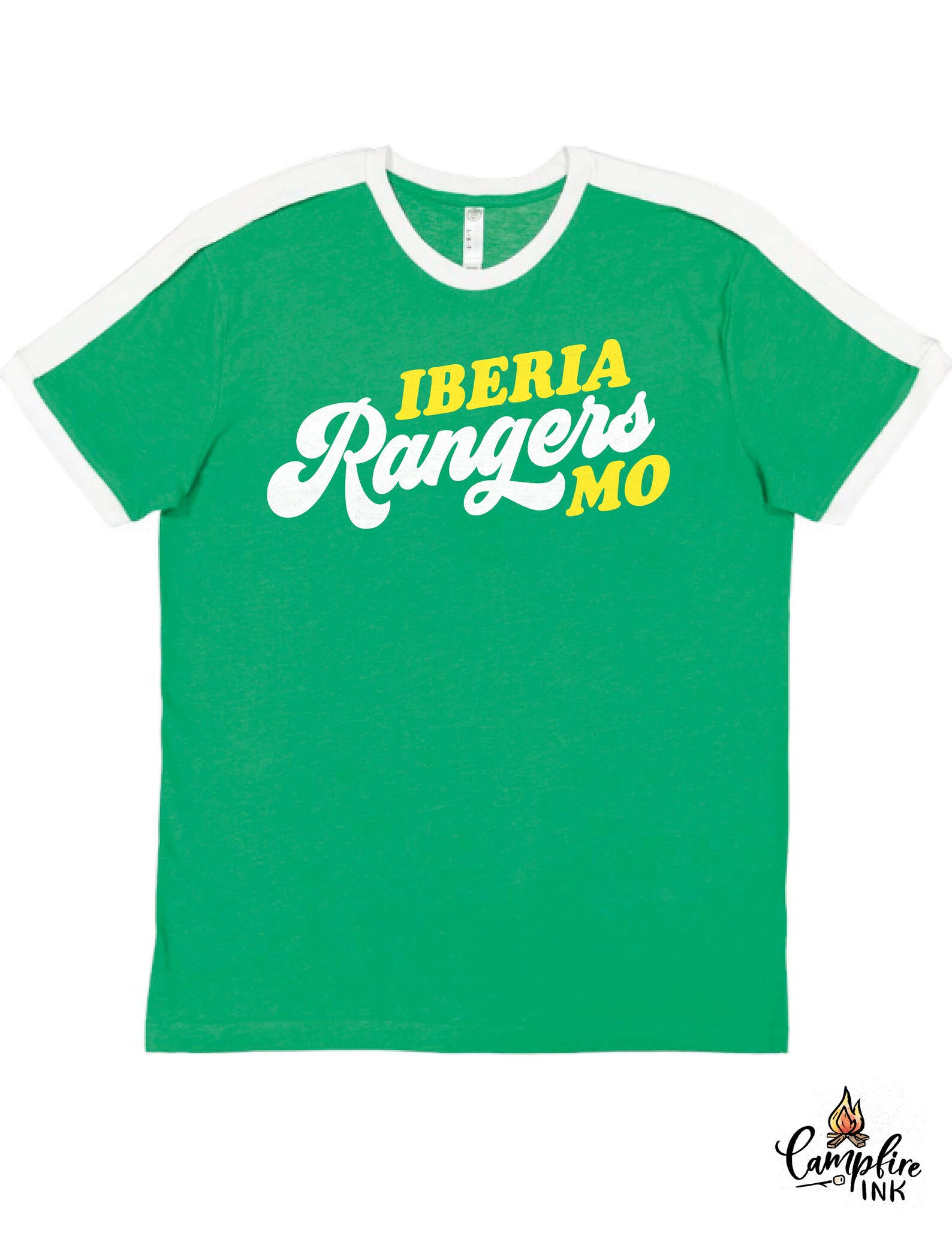 Vintage Retro Iberia Rangers Graphic Ringer Style Tee Kelly Etsy