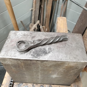 Forged Bottle Opener with twist handle (mild steel, hand forged, blacksmith)