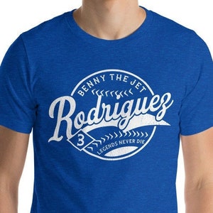 Koszulka Benny the Jet Rodriguez Sandlot, Koszulka z filmu Sandlot, Legends Never Die
