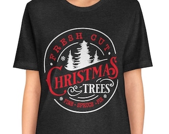 Fresh Cut Christmas Tree TShirt, Women's Christmas Shirt, Vintage Christmas, Short Sleeve Shirt, Christmas Shirt for Her, Mens Xmas