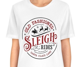 Christmas Sleigh Ride Tee, Women's Christmas Shirt, Christmas Gifts, Short Sleeve Shirt, Christmas Shirt for Her, Cute Xmas Gift for Her