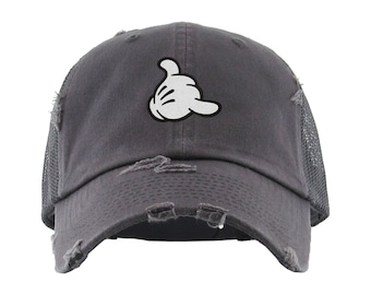 Florida Mickey Glove Shaka Embroidered Hat, Vintage Mesh Hat