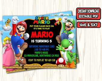 Mario Invitations Etsy