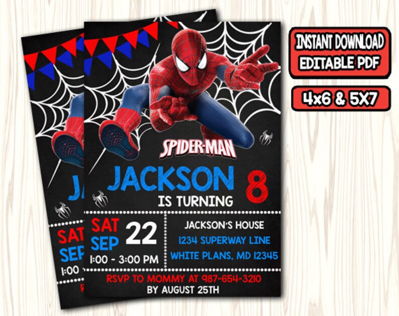 Spiderman Invitation, Spiderman Birthday, Spiderman Printable, Spiderman Editable, Spiderman PDF, Spiderman celebration birthday, Spiderman edit image about Printable Spiderman identified as Spiderman Invitation, Spiderman Birthday, Spiderman Printable, Spiderman Editable, Spiderman PDF, Spiderman get together birthday, Spiderman edit