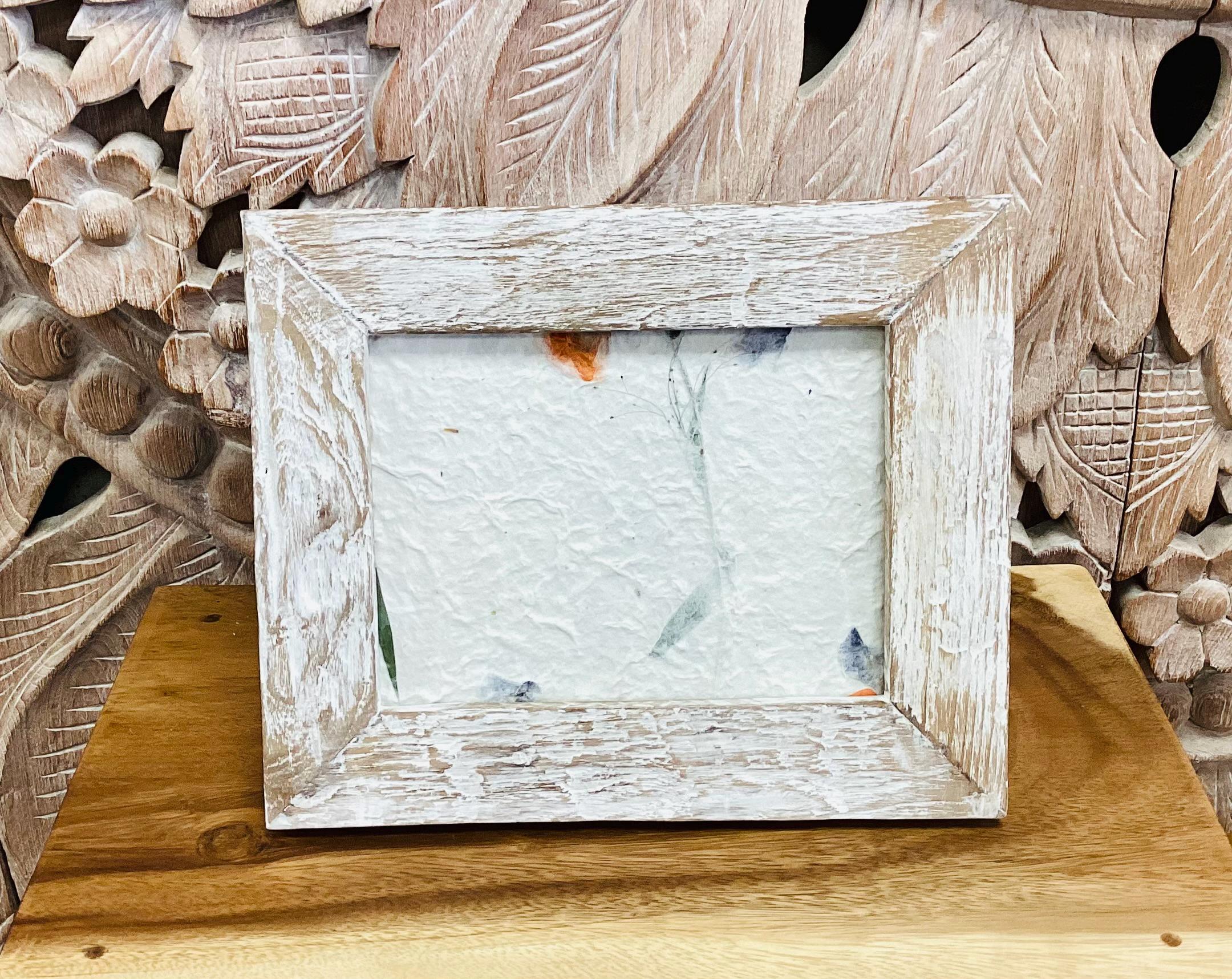 White Washed Teak Wood Photo Frame: Rustic Country House Decor - Etsy UK