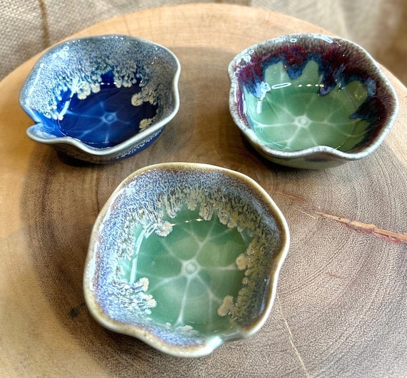 Ceramic Trinket Dish - Lotus Leaf / Dipped Glaze Pottery / Hand Crafted / Fair Trade / Mothers Day Gift