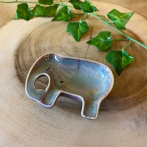 Handmade Ceramic Elephant Dish / Jewellery Dish / Tumblestone Tray / Incense Cone Burner - Fairly Traded From Thailand.