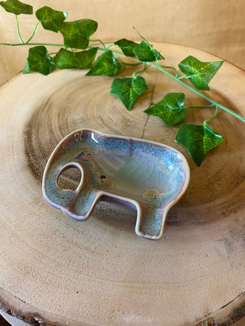 Handmade Ceramic Elephant Dish / Jewellery Dish / Tumblestone Tray / Incense Cone Burner - Fairly Traded From Thailand.