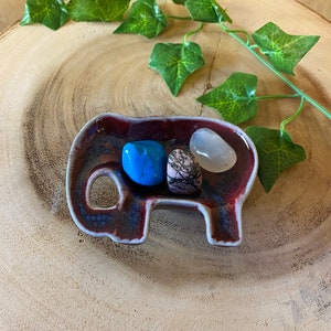 Handmade Ceramic Elephant Dish / Jewellery Dish / Tumblestone Tray / Incense Cone Burner - Fairly Traded From Thailand.