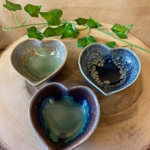 Handmade Ceramic Heart Dish / Jewellery Dish / Tumblestone Tray / Incense Cone Burner - Fairly Traded From Thailand. 70120-46/47/48