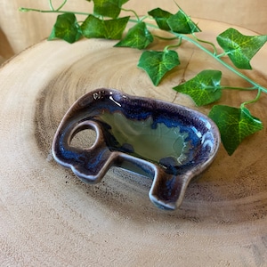 Handmade Ceramic Elephant Dish / Jewellery Dish / Tumblestone Tray / Incense Cone Burner - Fairly Traded From Thailand.