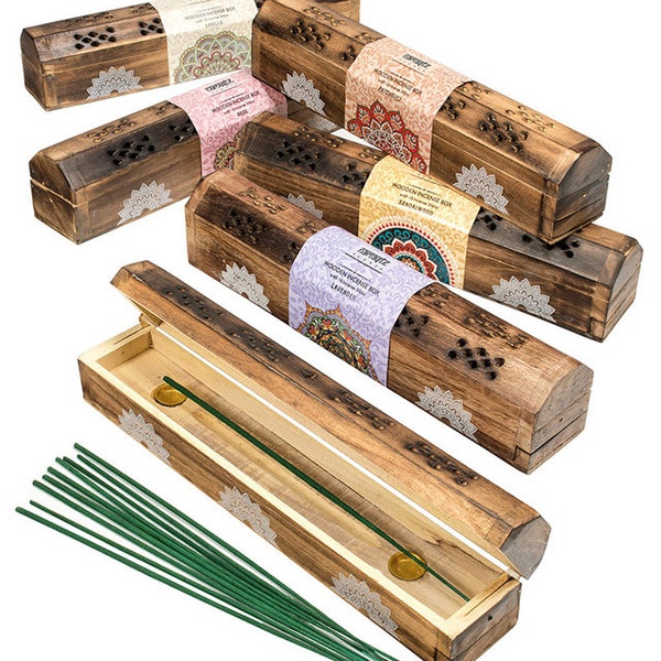 Wooden Incense Box with Sticks, 6 scents available.