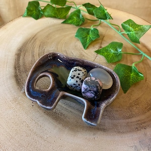 Handmade Ceramic Elephant Dish / Jewellery Dish / Tumblestone Tray / Incense Cone Burner - Fairly Traded From Thailand.
