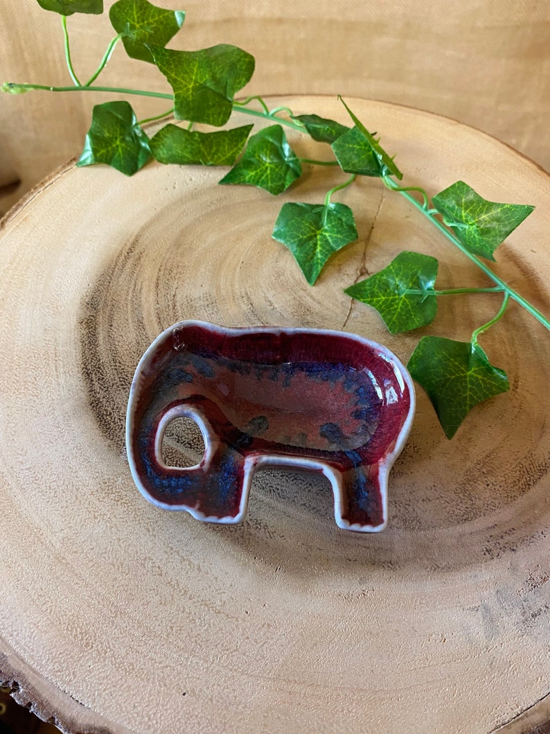 Handmade Ceramic Elephant Dish / Jewellery Dish / Tumblestone Tray / Incense Cone Burner - Fairly Traded From Thailand.