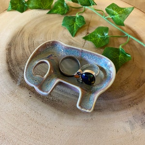 Handmade Ceramic Elephant Dish / Jewellery Dish / Tumblestone Tray / Incense Cone Burner - Fairly Traded From Thailand.