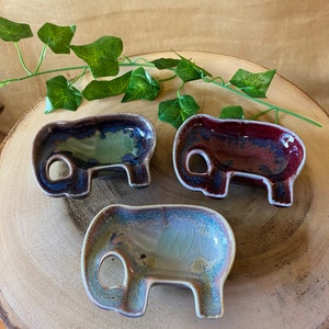 Handmade Ceramic Elephant Dish / Jewellery Dish / Tumblestone Tray / Incense Cone Burner - Fairly Traded From Thailand. 70120-40/41/42