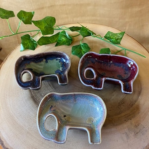 Handmade Ceramic Elephant Dish / Jewellery Dish / Tumblestone Tray / Incense Cone Burner - Fairly Traded From Thailand.