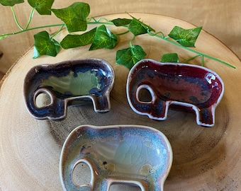 Ceramic Trinket Dish - Elephant / Hand-Crafted Glazed Ceramic / Fair Trade Gift