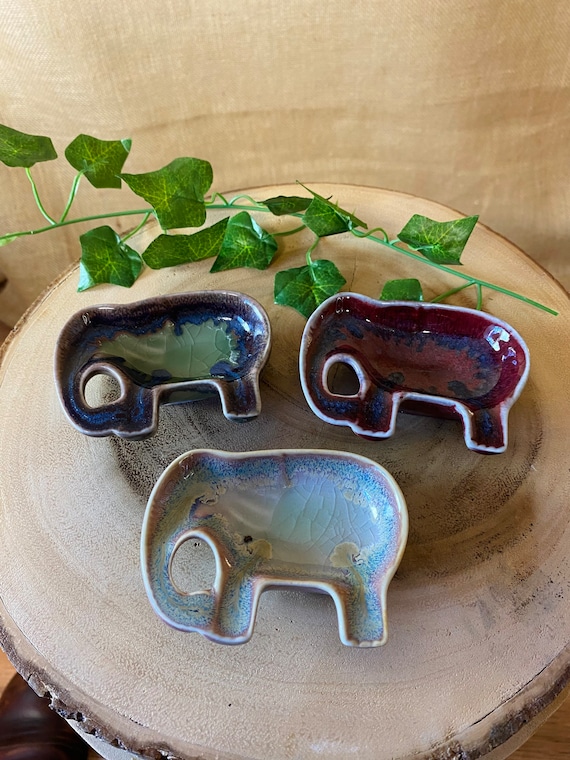 Ceramic Trinket Dish - Elephant / Hand-Crafted Glazed Ceramic / Fair Trade Gift