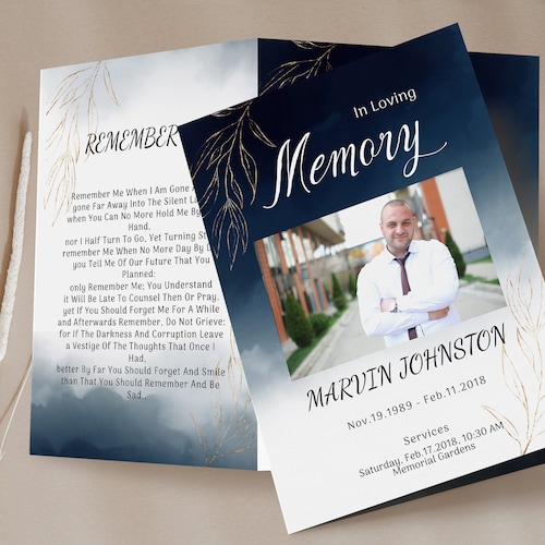 Funeral Program Template Memorial Program Template Order Etsy