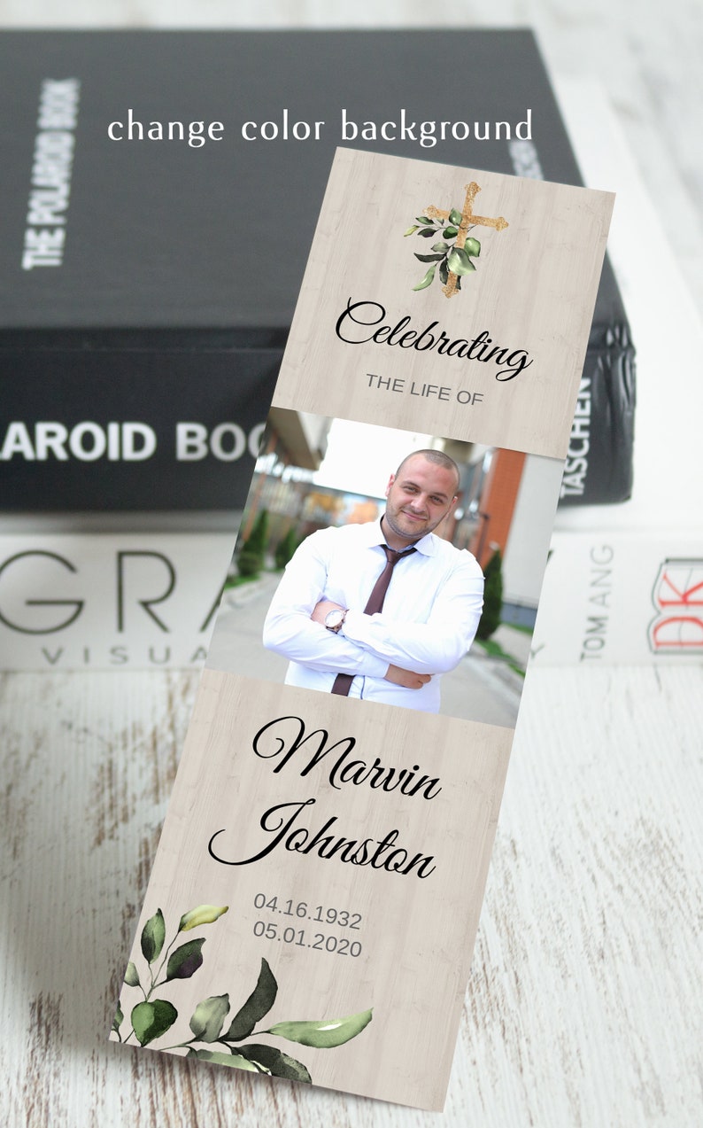 personalized bookmark funeral template editable bookmark etsy