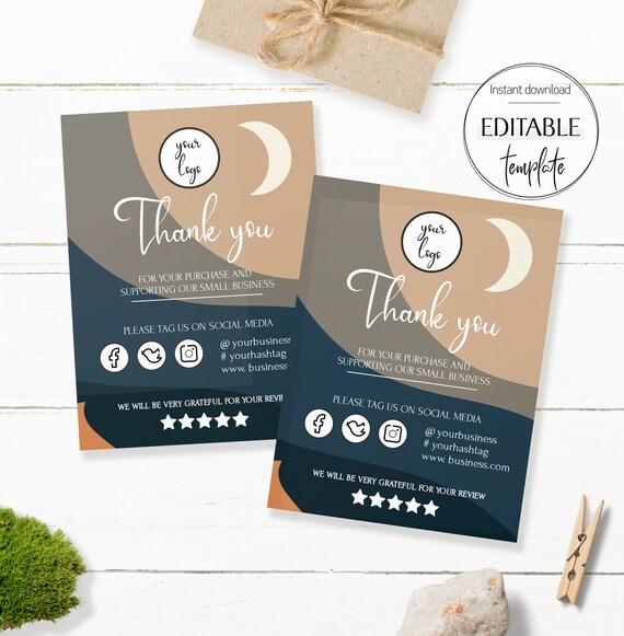 Modern Thank You For Your Order Printable Business Thank You Card Simple Shop Packaging Card Template Modern Packaging Insert Card By Aoleta Printable Art Catch My Party