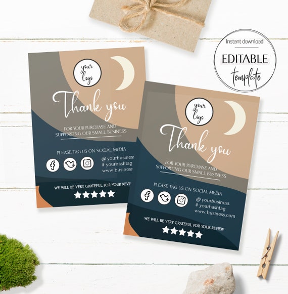 Modern Thank You For Your Order Printable Business Thank You Card Simple Shop Packaging Card Template Modern Packaging Insert Card By Aoleta Printable Art Catch My Party