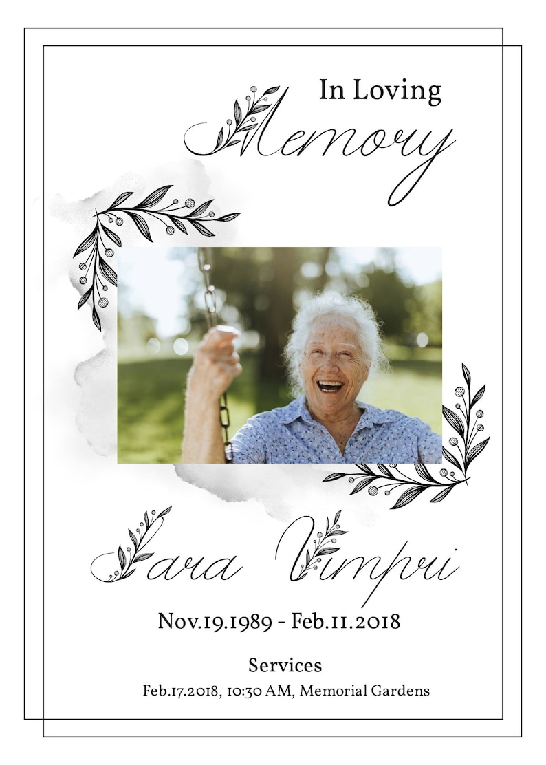 Celebration Of Life Program Template Memorial Service DIY Etsy