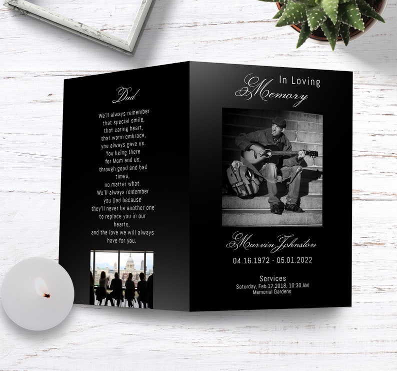 Editable Black Funeral Program Template Black Funeral Etsy