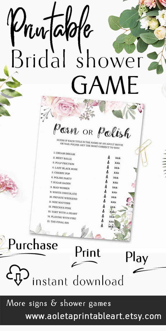 Bridal Shower Party - Porn or Polish Bridal Shower Games Printable, Porn or Poland ...