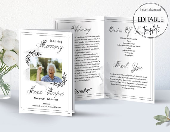 Celebration Of Life Program Template Memorial Service Diy Obituary Download Memorial Prayer Card 100 Editable Funeral Program For Woman By Aoleta Printable Art Catch My Party