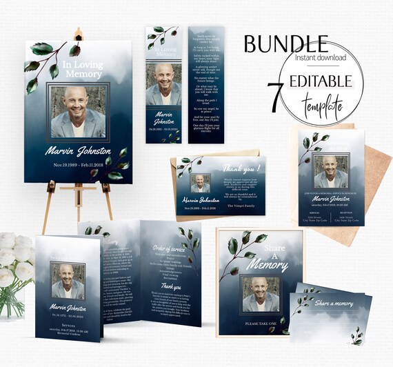 Download Memorial Package Funeral Bundle For Men Program Printable Etsy
