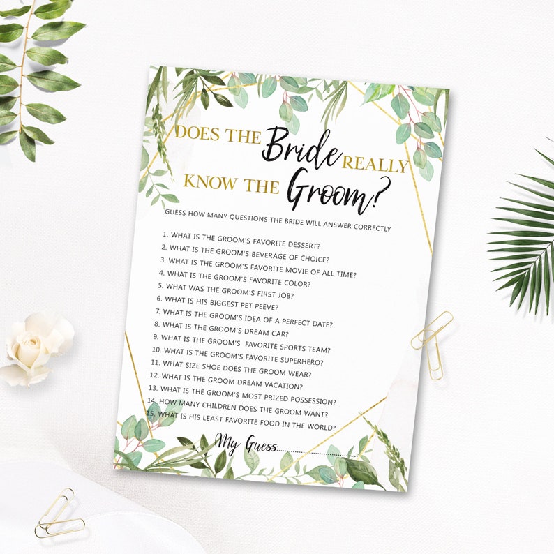 Does the Bride Really Know The Groom Game Bridal Shower Etsy