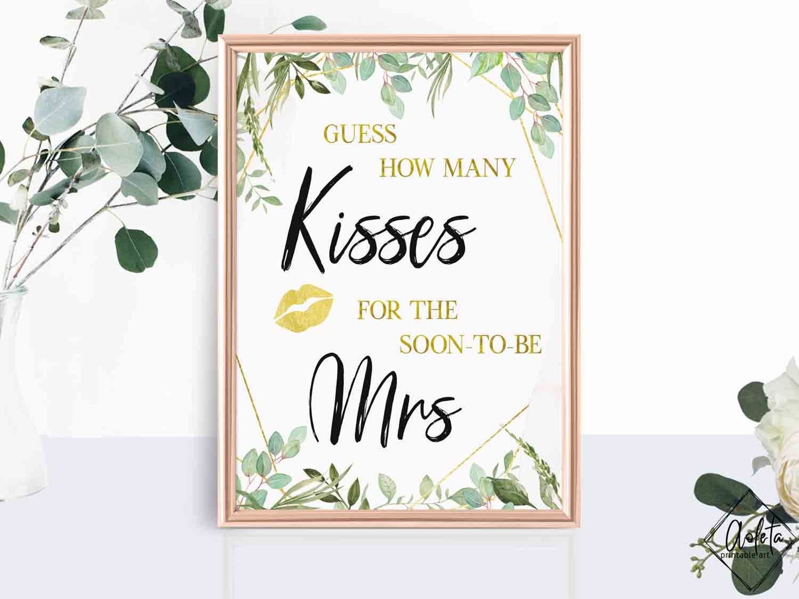 Guess How Many Kisses For The Mrs Kisses Game Sign Printable Etsy