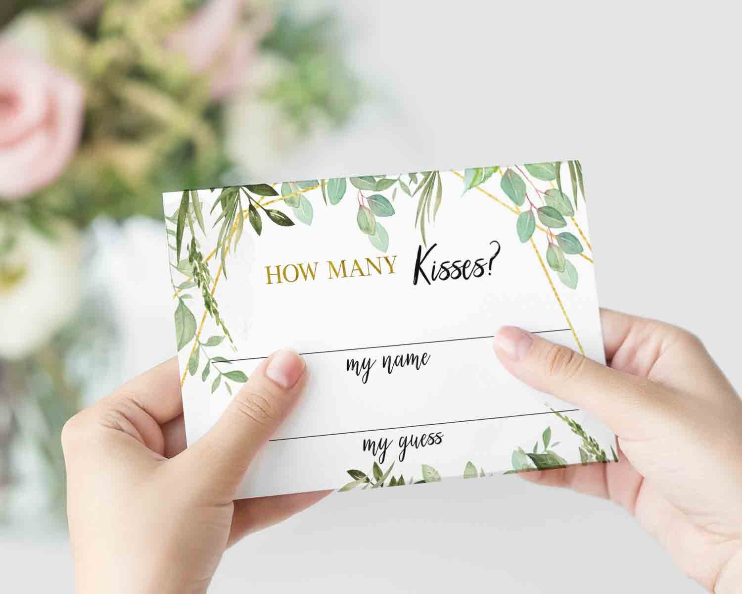 Guess How Many Kisses For The Mr and Mrs Printable Sign and Etsy