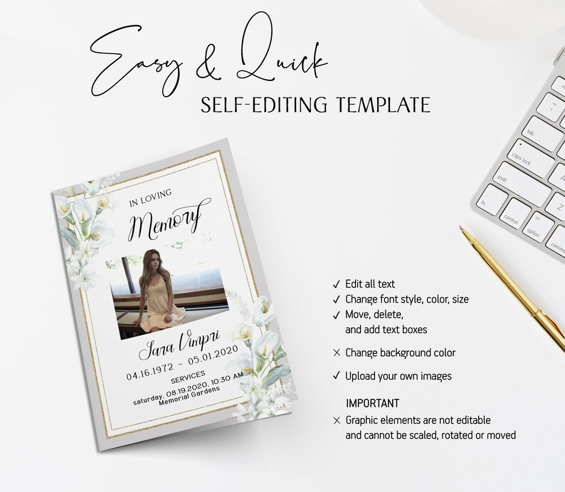 Funeral Program Template Calla Lily Funeral Printable Etsy UK